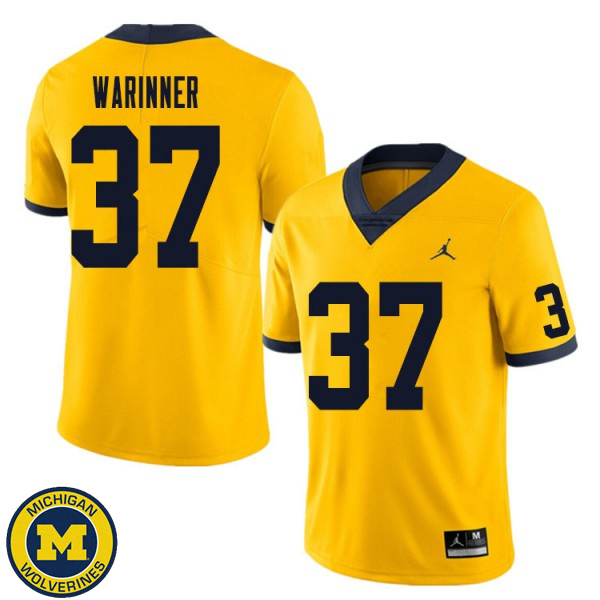 Mens Michigan Wolverines #37 Edward Warinner Yellow Alumni Jersey